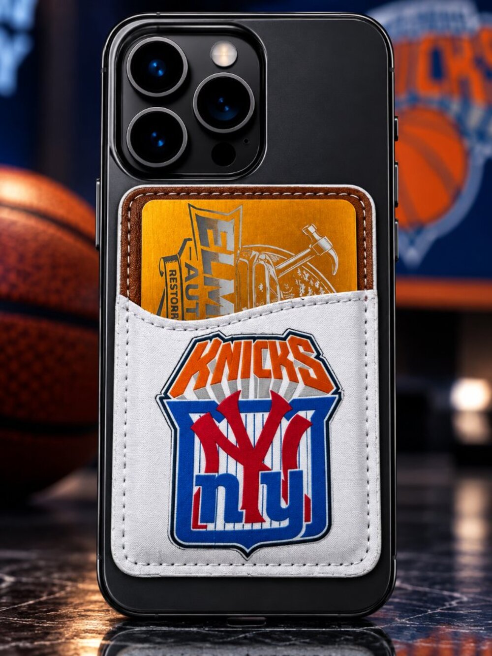 NY Knicks Phone Card Holder Wallet Stick-On Pocket